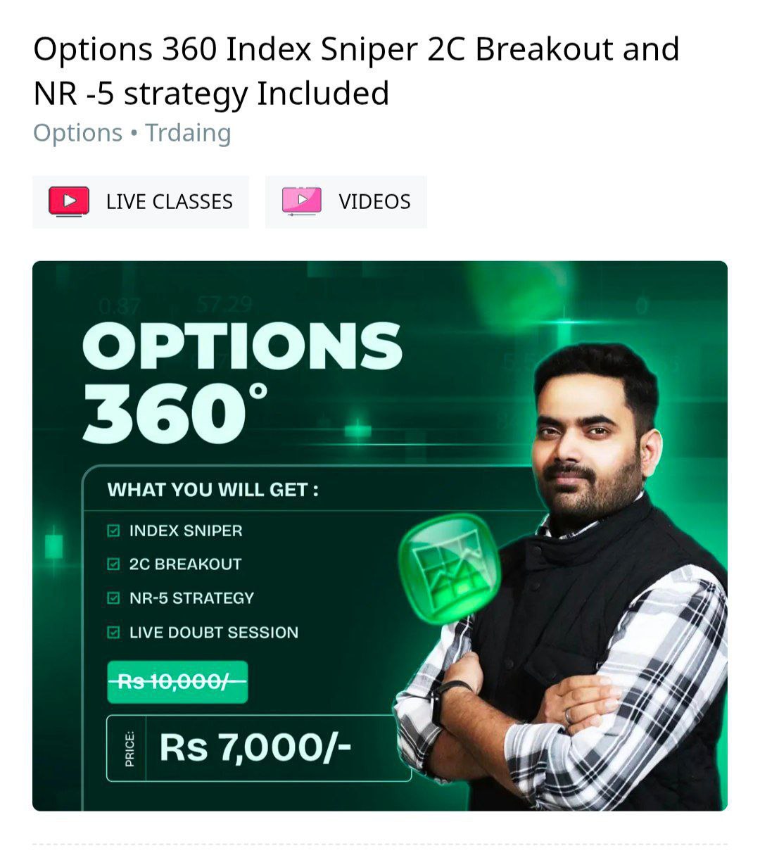 Trade for Sure Course – Option 360 Index Sniper, 2C Breakout & NR-5 Strategy (Updated 2025)