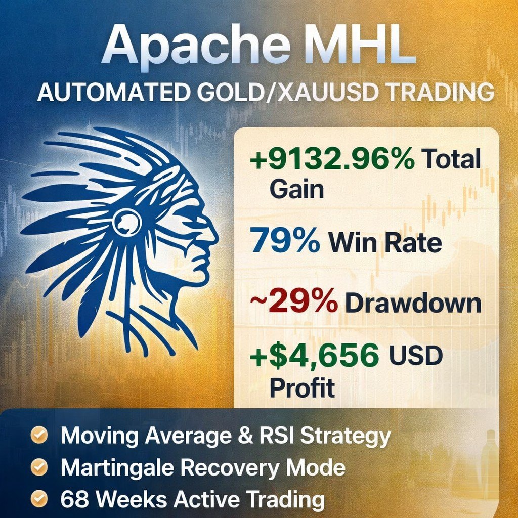 APACHE MHL MOVING AVERAGE EA MT4 V1.9 – MYFXBook 9312% GOLD TRADING SYSTEM